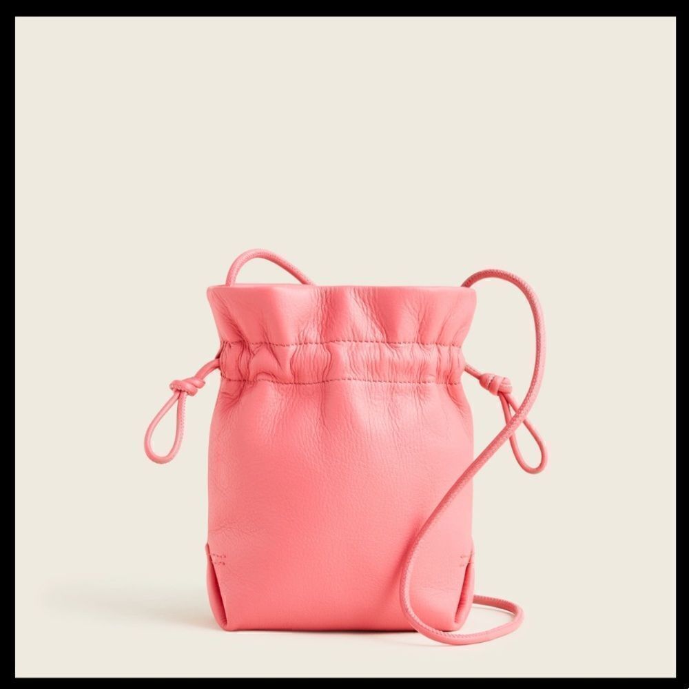 J Crew Lisbon Drawstring Leather Crossbody Bag NWT - Picture 2 of 6